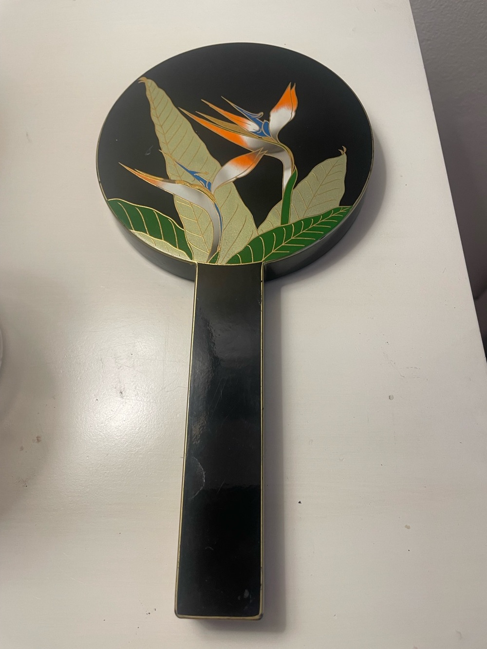 Bird of Paradise Double Mirror Lacquered Set by Otagiri Vintage 1980’s
